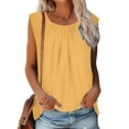 thumbnail image 4 of Wiyuqeen Linen Tank Tops for Women Loose Fit Sleeveless Pleated Shirts Plus Size Boho Blouses Bohemian Cami Top Trendy Solid Color Summer Casual Blouses for Leggings, 4 of 9
