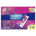 Tampax Pocket Radiant Compact Plastic Tampons, With LeakGuard Braid