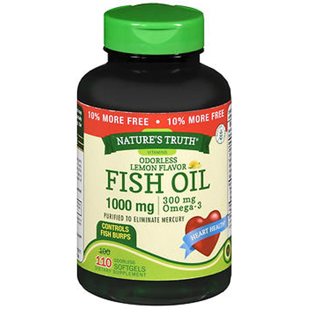 Nature's Truth Fish Oil Lemon Softgels, 1000 mg, 110 Count Walmart