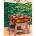 thumbnail image 4 of Fall Tablecloth with Umbrella Hole and Zipper Autumn Pumpkin Maple Leaf Round Outdoor Tablecloths 54 Inch Table Cloths Orange Fallen Leaves Thanksgiving Patio Table Cloth Cover for Holiday Party, 4 of 5