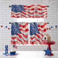 thumbnail image 3 of Independence Day Kitchen Curtains Valances 3 Piece Set, Watercolor American Flag Rod Pocket Tier Curtain and Valance Drapes for Small Window 36 Inch Length for Bedroom Cafe, 3 of 9
