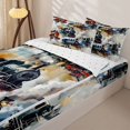 thumbnail image 3 of Manfei Toy Train Zipper Full Size Comforter Sets with Fitted Sheet and 2 Pillowcases,Multicolor Smoke Pattern Zipper Bedding Set,Reversible,4pcs, 3 of 8