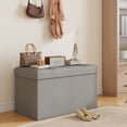 thumbnail image 5 of Skandiquip 30" Large Storage Ottoman with French Linen Lid and Sides, Comfy Footstool for Living Room, Bedroom, No Assembly, 660 Lb Capacity, Light Grey, 5 of 7