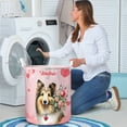 thumbnail image 4 of Happy Valentine's Day Shetland Sheepdog holding flowers Foldable Laundry Basket Sheltie Dog Lover Gifts Organizer Storage with Handles - 3005, 4 of 5