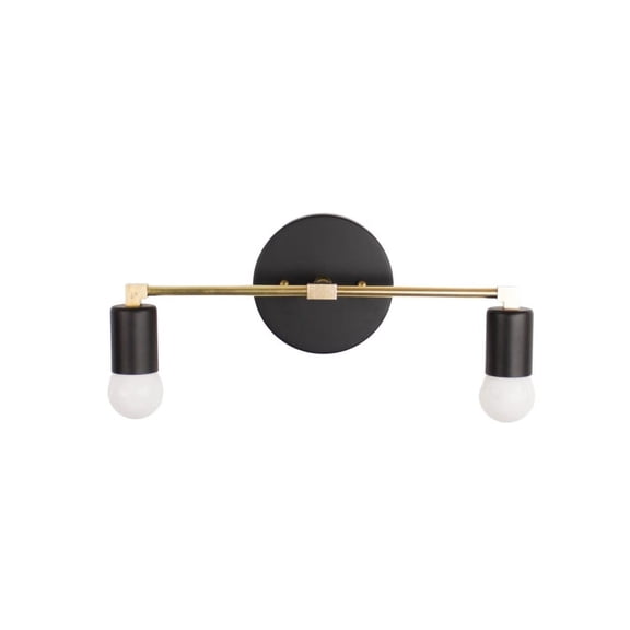 2 Light Wall Sconce - Black & Brass - Modern - Industrial - Wall Light - Bathroom Vanity Light Decorative wall Light of Nauticaz