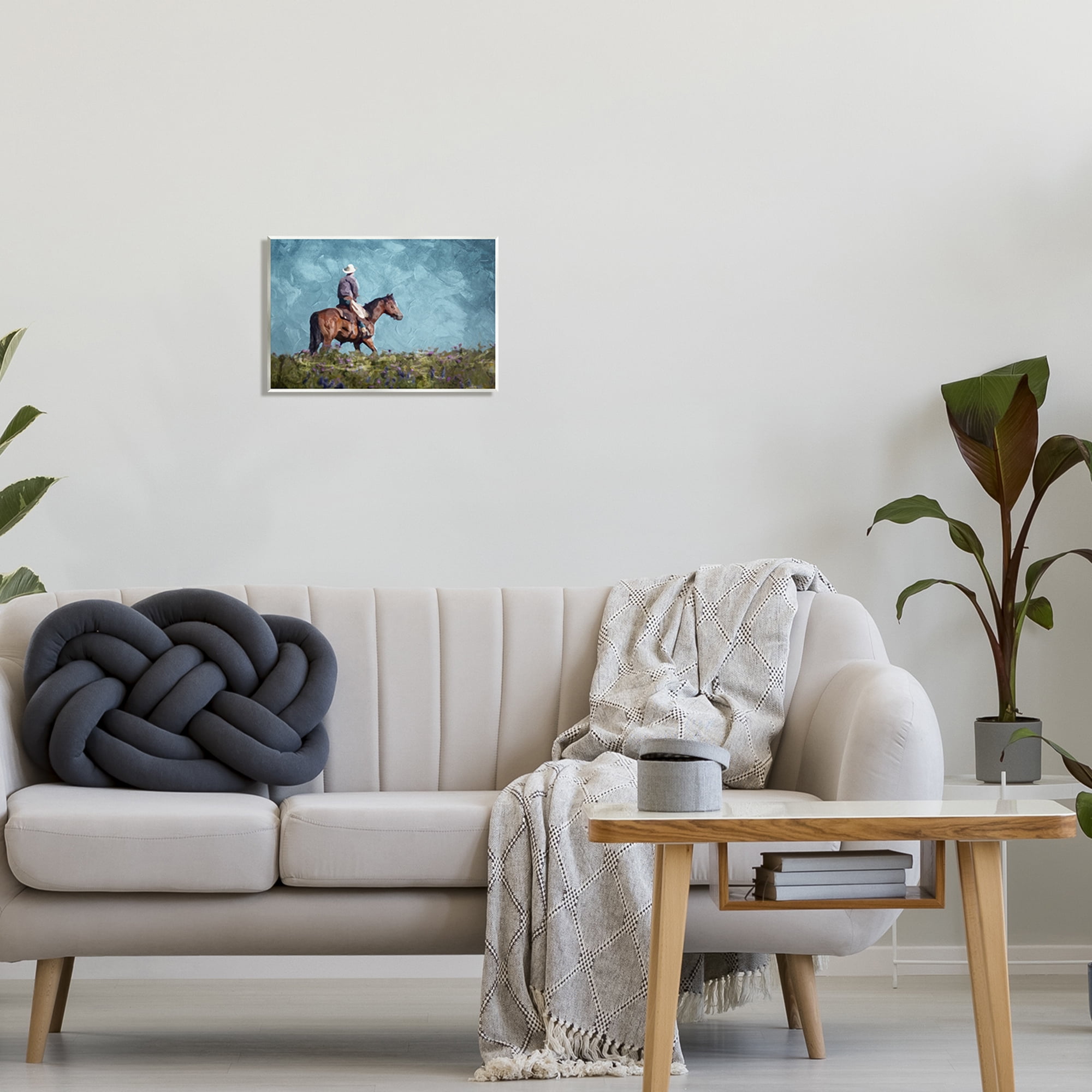 Stupell Industries Cowboy in Meadow Animals & Insects Painting Unframed Art Print Wall Art, 15 x 10