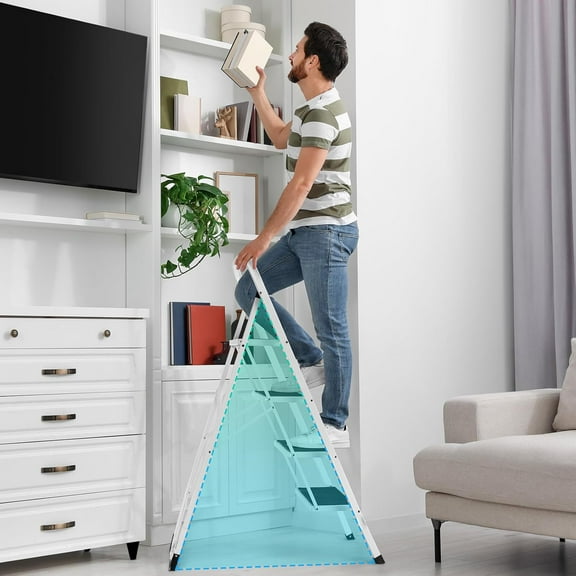 4 Step Folding Step Stool with Handrails Heavy Duty Anti-Slip for Adults 330 Lbs Capacity Black