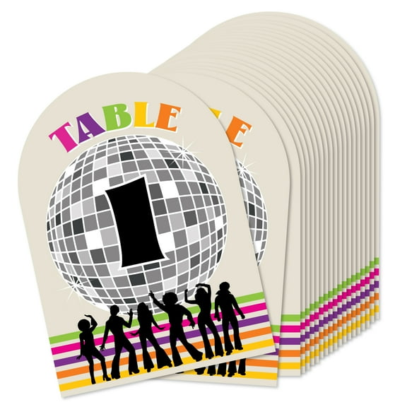 Big Dot of Happiness 70’s Disco - 1970s Disco Fever Party Double-Sided 5 x 7 inches Cards - Table Numbers - 1-20