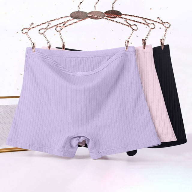 Karight 3-Pack Women's Cotton Underwear High Waisted Summer Thin Soft Briefs Stretchy Boyshorts Panties