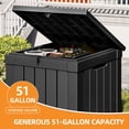 thumbnail image 5 of Uforic 51 Gallon Resin Outdoor Deck Box, Waterproof Lockable Storage Box with Side Handles for Patio Garden Pool, Black, 5 of 8