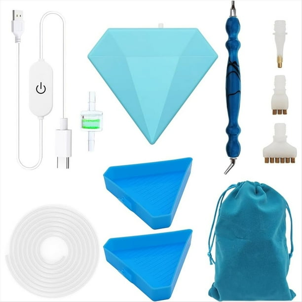 Kit de Bolígrafo de Vacío para Pintura con Diamantes, Bolígrafo Eléctrico con Bandeja de Almacenamiento, para Manualidades 5D con Cuentas de Diamantes de Imitación.
