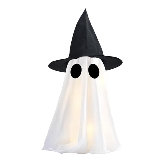 Cute Glowing Ghost Halloween Figurine – Black Outdoor and Indoor Decor with Glow-in-the-Dark Effect for Garden and Porch