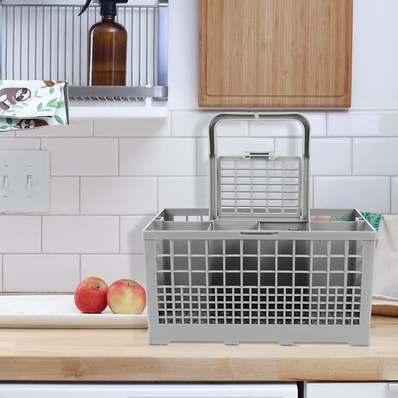 Amosfun Utensil Drying Basket Plastic Cutlery Organizer Grey 1Pcs