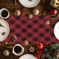 thumbnail image 3 of Table Runner 48 Inches Long, Christmas White Quote on Lattice Linen Table Runners Dresser Scarf Runner for Bedroom Kitchen Home Party Dining Tables Decor Black Red Diamond Checker, 3 of 8