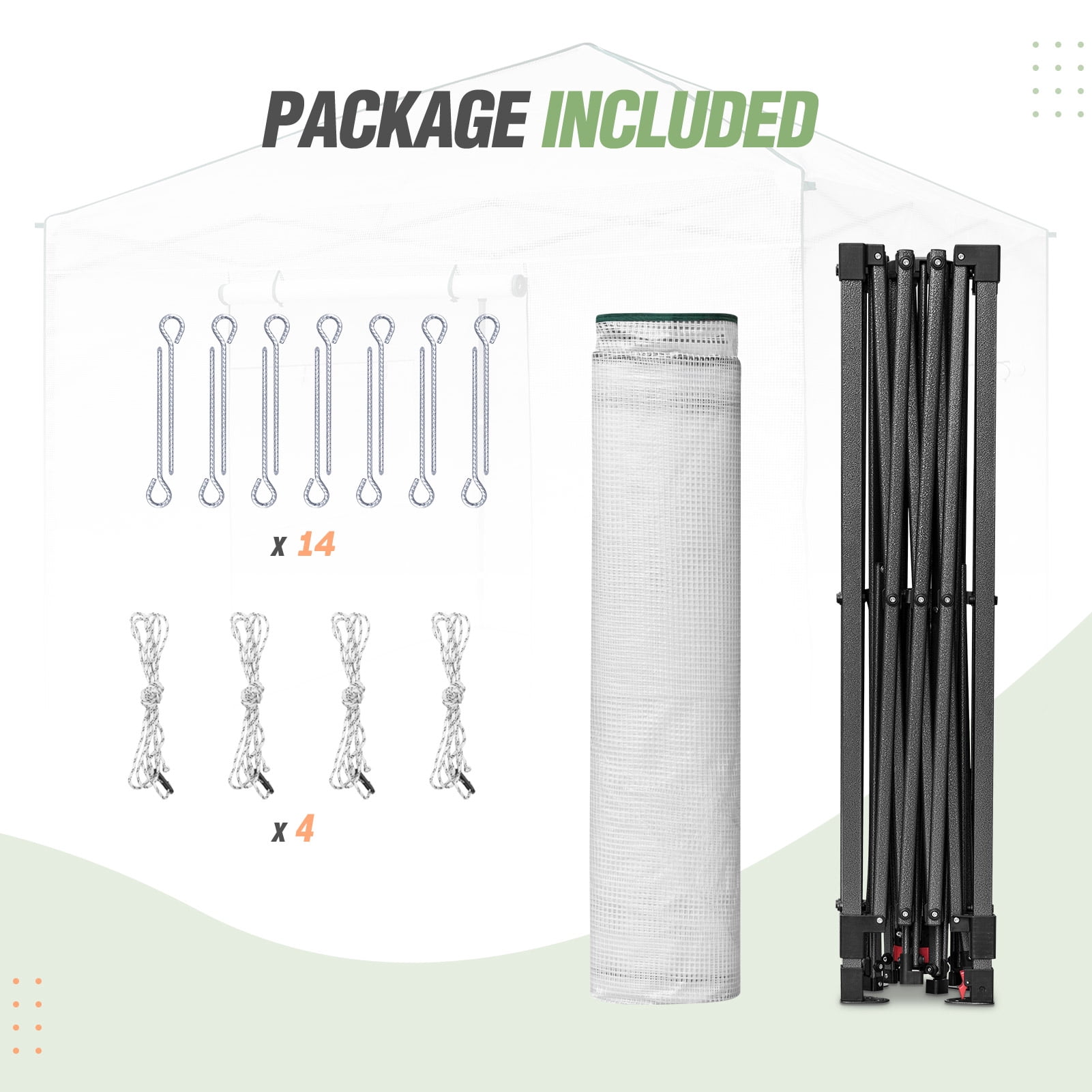EAGLE PEAK 10'x 10' Portable Walk-in Greenhouse Instant Pop-up Easy Setup Indoor Outdoor Plant Gardening Green House Canopy, Front and Rear Roll-Up Zipper Entry Doors and 2 Large Roll-Up Side Windows