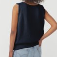 thumbnail image 4 of XINSHIDE Women Sweaters Sleeveless Sweater Vests Tops Solid Printing Dark Blue S Vintage Sweater, 4 of 7