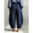 thumbnail image 2 of Women's Plaid Lantern Pants, Elastic Waist Loose Fit Balloon Trousers with Cuffed Hem for Everyday, Vacation & Casual Wear, 2 of 7