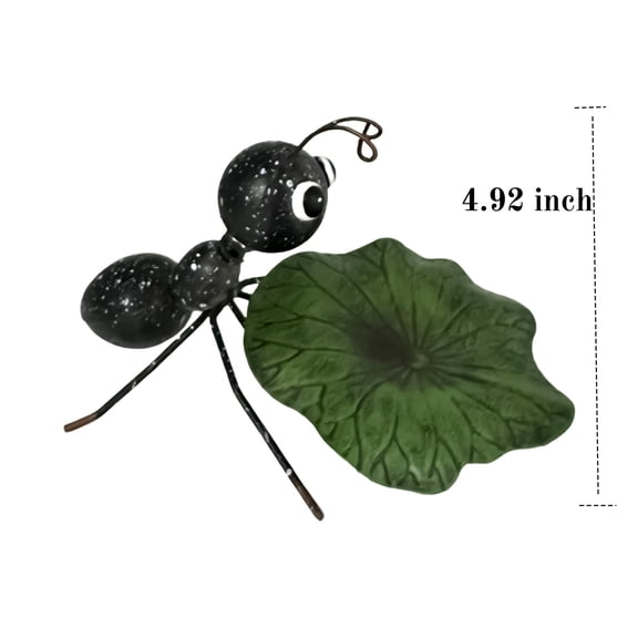 Metal Ant Garden Yard Decor Ants Carrying Leaf Sculptures Indoor/Outdoor Garden Cabinet Iron Ant Small Ornaments Gift,Black B
