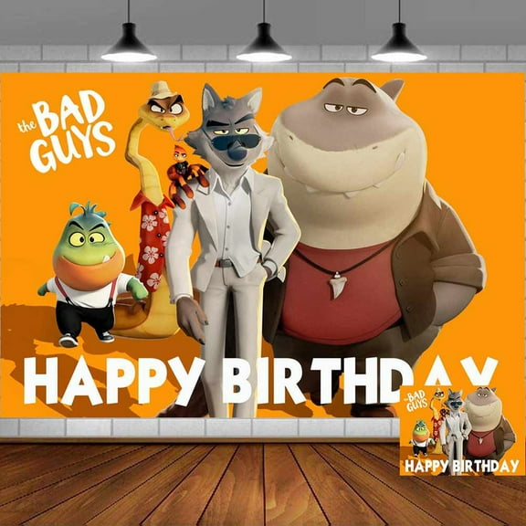The Bad Guys Backdrop Banner Party Supplies Poster Movie Theme Background for Photography Kids Birthday Decorations