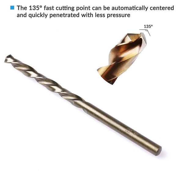 12Pcs/Set Hss-Co 5% M35 Cobalt Drill Bit 135 Degree Split Point Tip Straight Shank Drill For Stainless Steel Wood Metal Drilling Smile Home