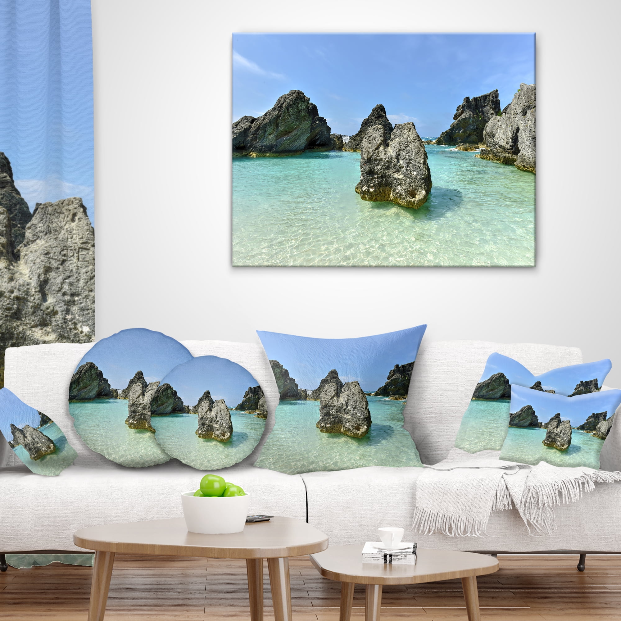 Designart 12" x 20" Blue Polyester Throw Pillow