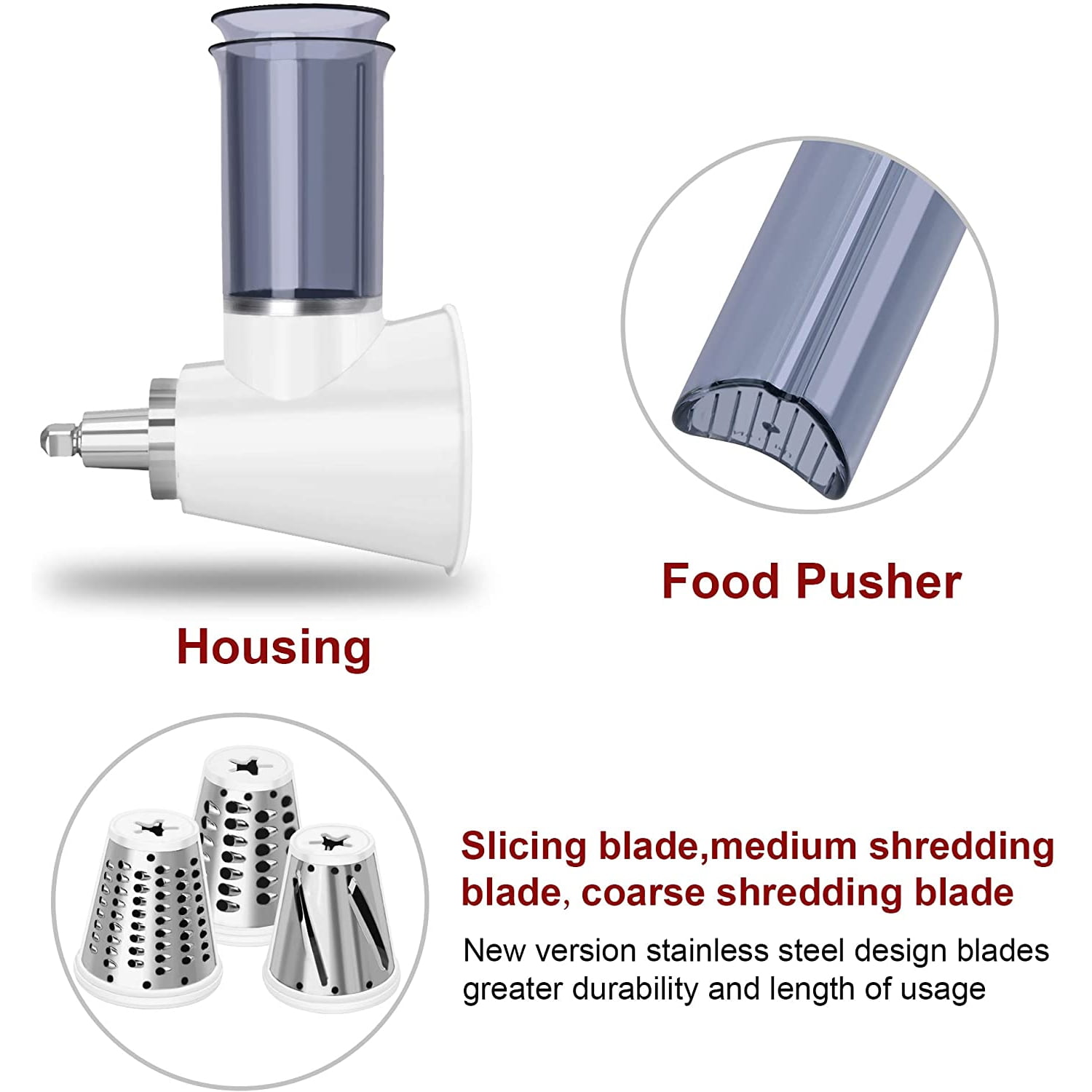 KINGEAGLE L82101 Stainless Steel Slicer Shredder Attachment for