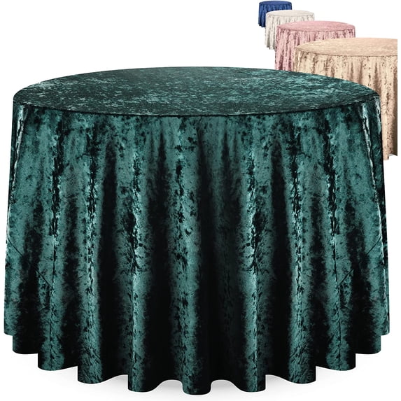 Elegant Round Table Cloth 90 Inch, Made With Fine Crushed-Velvet Material, Beautiful Emerald - Green Tablecloth With Durable Seams, Round Table Cover Great for Weddings, Parties, Baby Showers & Events