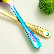 Mini Rainbow Soup Spoon, Clearance, 2.95 Stainless Steel Titanium Plating Shiny Mutilcolor Round Spoons Silverware, Colorful Table Spoon Table Spoons Set Sturdy Easy To Clean, Dishwasher Safe(B)