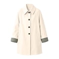thumbnail image 7 of Levmjia Women's Casual Trench Coat Lapel Collar Long Sleeve Button Down Plaid Lined Jacket Fall Fashion Outerwear with Pockets, 7 of 7