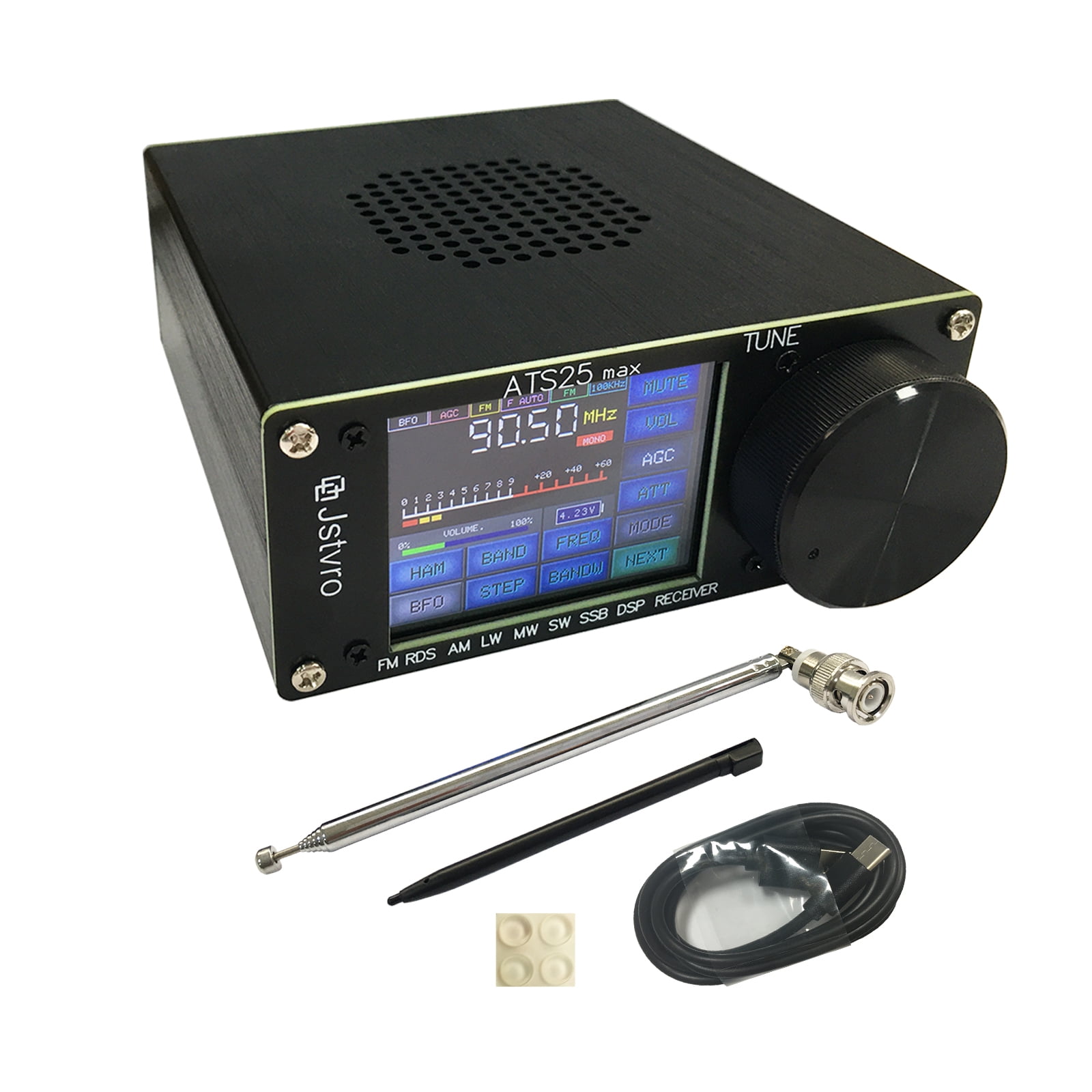 Upgraded ATS25 MAX SI4732 Receiver Portable Full Multi Bands Shortwave Radio with 2.4'' Color Touch Screen FM AM SSB LW Screen Aluminum Alloy Shell Rechargeable Battery High Quality Speaker