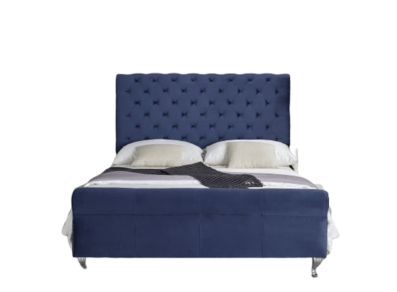Uspridefurniture Collinsworth Tufted Low Profile Sleigh Velvet Bed -King