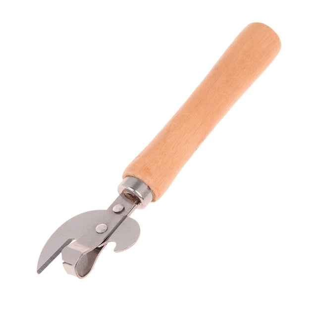 Abrelatas Uanit, abrelatas vintage, abrelatas manual con mango de madera, abrebotellas manual de acero inoxidable con corte lateral, abrelatas tradicional y sacacorchos para restaurante, hogar,