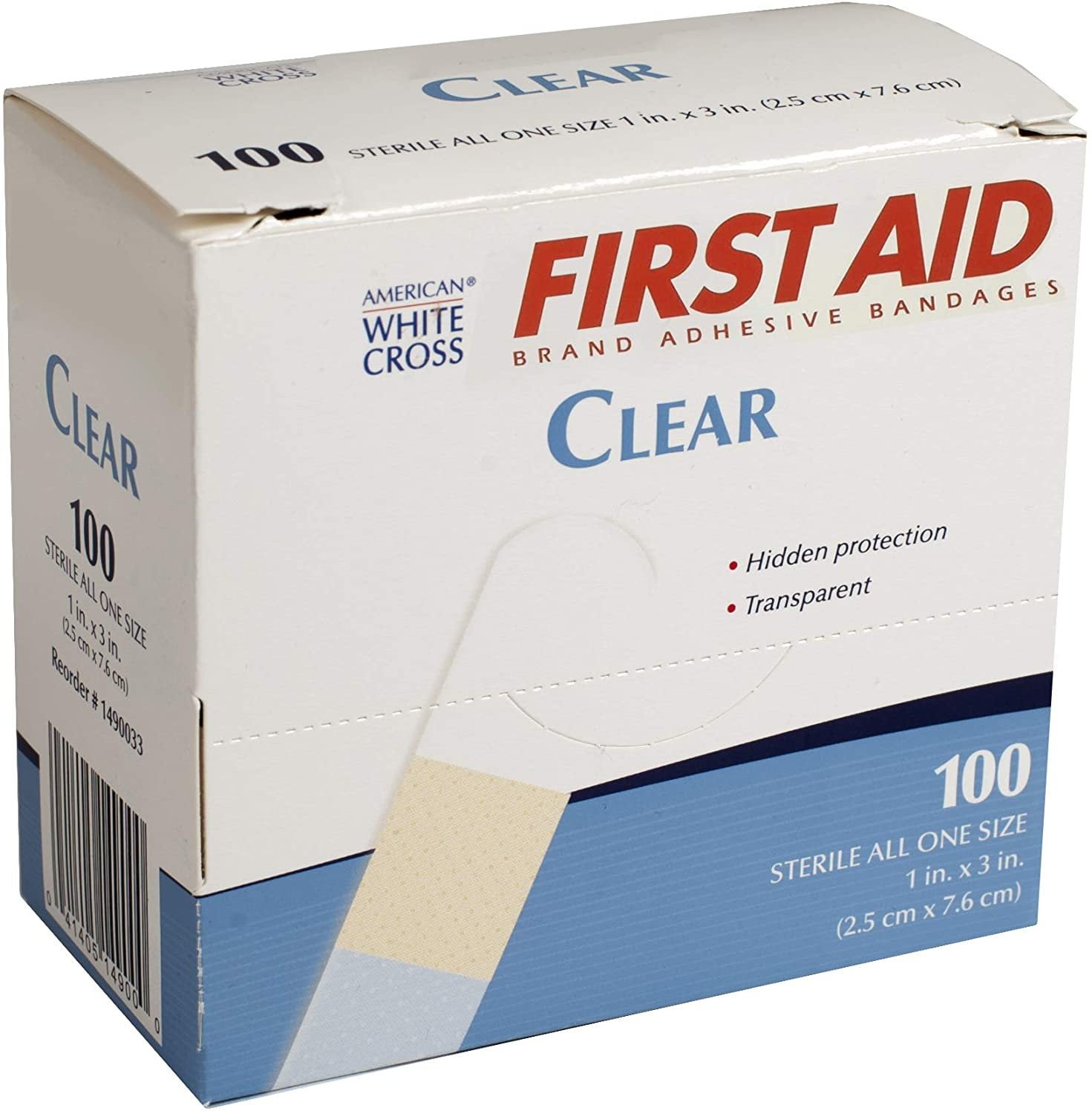 Dukal Clear Bandages. Pack of 100 Adhesive Bandages 1" x 3" for Wound