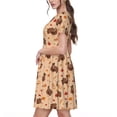 thumbnail image 2 of Balery Turkey And Autumn Leaves Vestidos sueltos de manga corta para mujer, vestidos de verano 2025, vestidos casuales de corte A con vuelo., 2 of 6