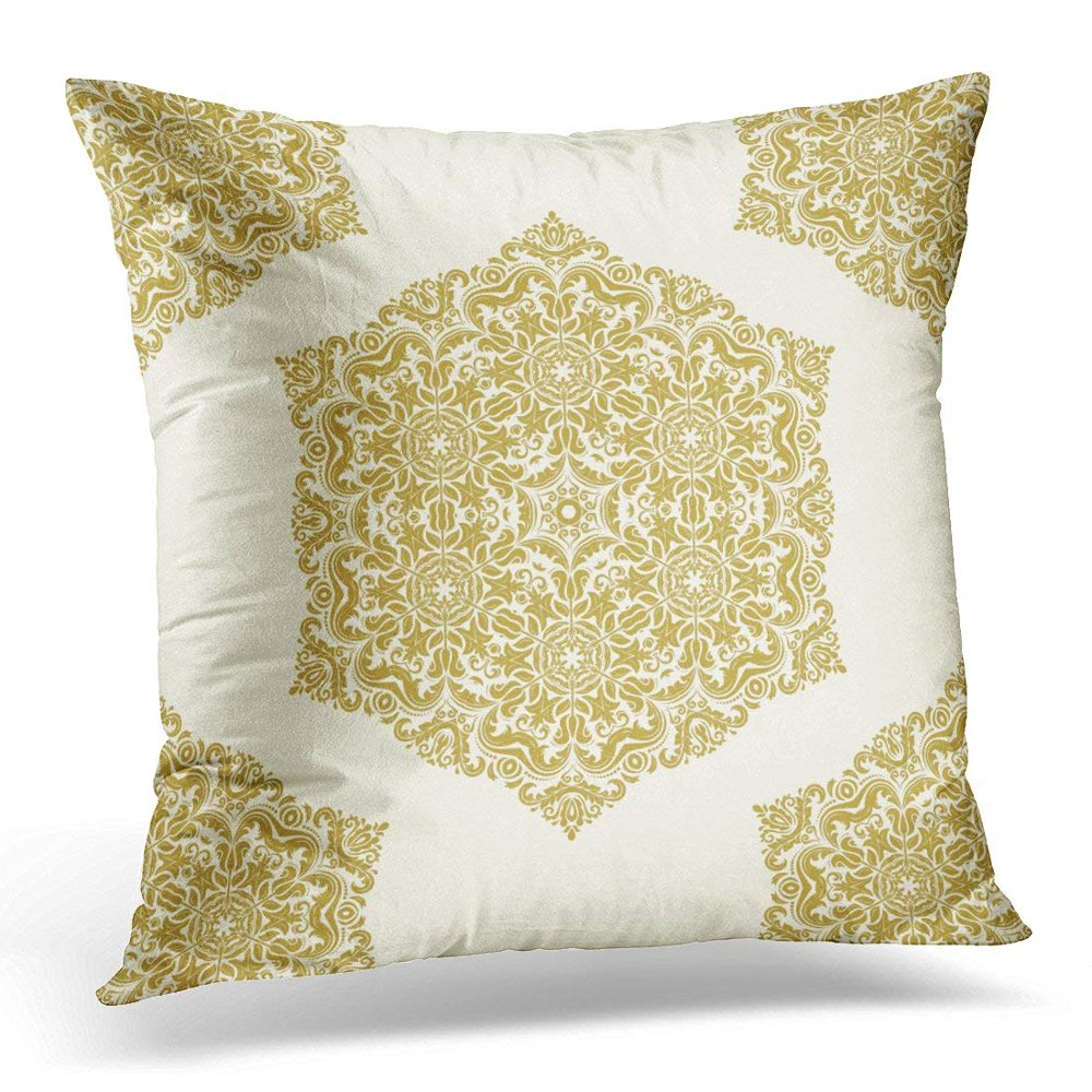 ARHOME Yellow Arabesque Orient Classic Golden Round Pattern Abstract