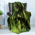 thumbnail image 4 of Rainforest Soft Flannel Fleece Throw Blanket, Tree with Moss in the Jungle Natural Life Feng Shui Silent Plants Pattern, Cozy Plush for Indoor and Outdoor Use, 70" x 90", Green Brown, by Ambesonne, 4 of 5