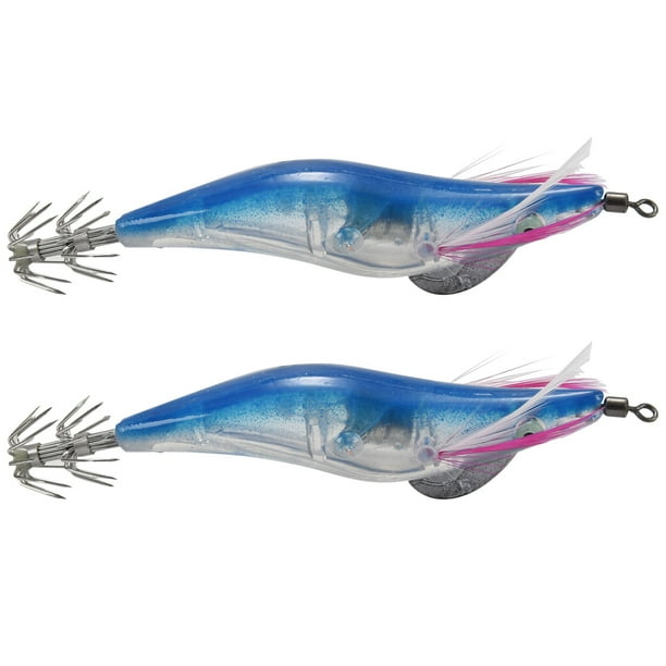 2Pc Azul Brillante SeñUelos de Pesca LED Luz de Flash 10 cm Pececillo Luminoso Clip de Calamar Cebo de Camarones SeñUelo de Pesca
