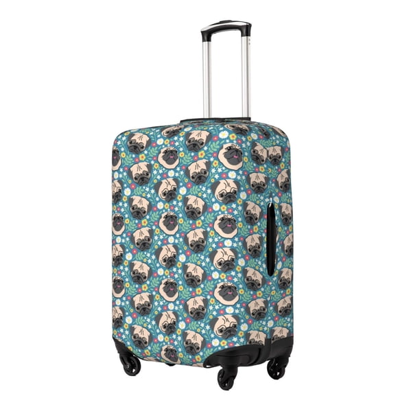 Fotbe PUG HEAD And Flower Funda Protectora para Equipaje, Antirrayones y Resistente a la Suciedad, Compatible con Maletas de 18 a 32 Pulgadas-X-Large