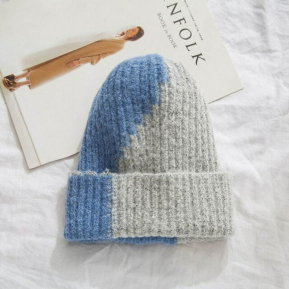 CoCopeanut New Fashion Double Color Beanie Knitted Warm Soft Trendy Winter Hats Simple Women Casual Caps Elegant All-match Beanie Present