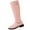 Pink, variant on Willtoo Women's Knee-High Boots, Round Toe Low Heel Knee High Boots for Women, Fashion Side Zip Knee High Bootie, Buckle Solid Knee High Boot for Daily Office Party Red
