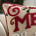 thumbnail image 4 of SAFAVIEH Merry Christmas 18" x 18" Holiday Pillow, Green/Red/Beige, 4 of 5