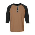 thumbnail image 2 of Mens Tshirts 3/4 Sleeve Crew Neck Henley T-Shirt Loose Fit Khaki Tshirt with Button Men Casual Shirt, 2 of 6