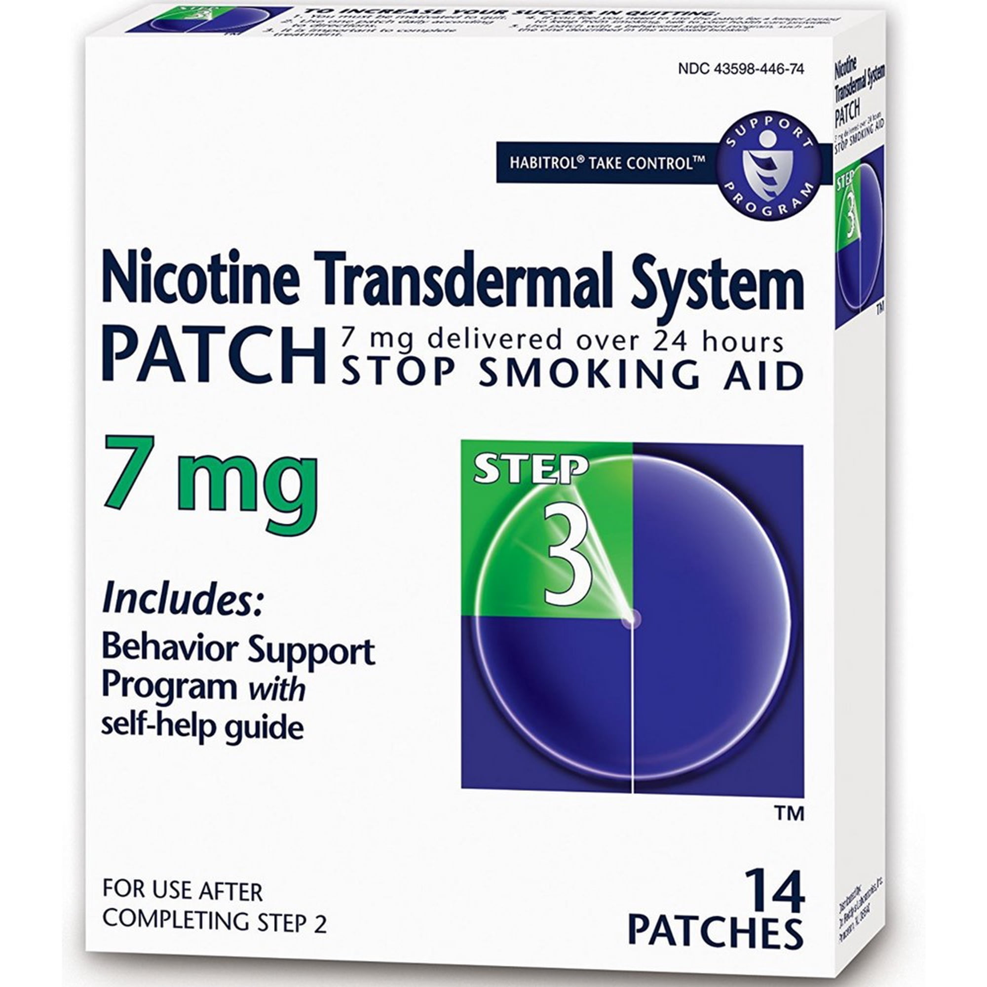 6 Pack - Habitrol Nicotine Transdermal System Patch 7 mg Stop Smoking Aid, Step 3 14 ea