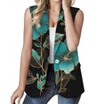 thumbnail image 1 of Gibobby chaquetas para mujer Chaleco sin mangas con estampado y bolsillos con cinturón para mujer (Negro, S), 1 of 4