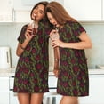 thumbnail image 4 of Kdxio Burgundy Peony Flowers Pattern Womens Short Sleeve Sleepshirt Scoopneck Cute Nightdress Ruffle Comfy Nightgown, 4 of 6
