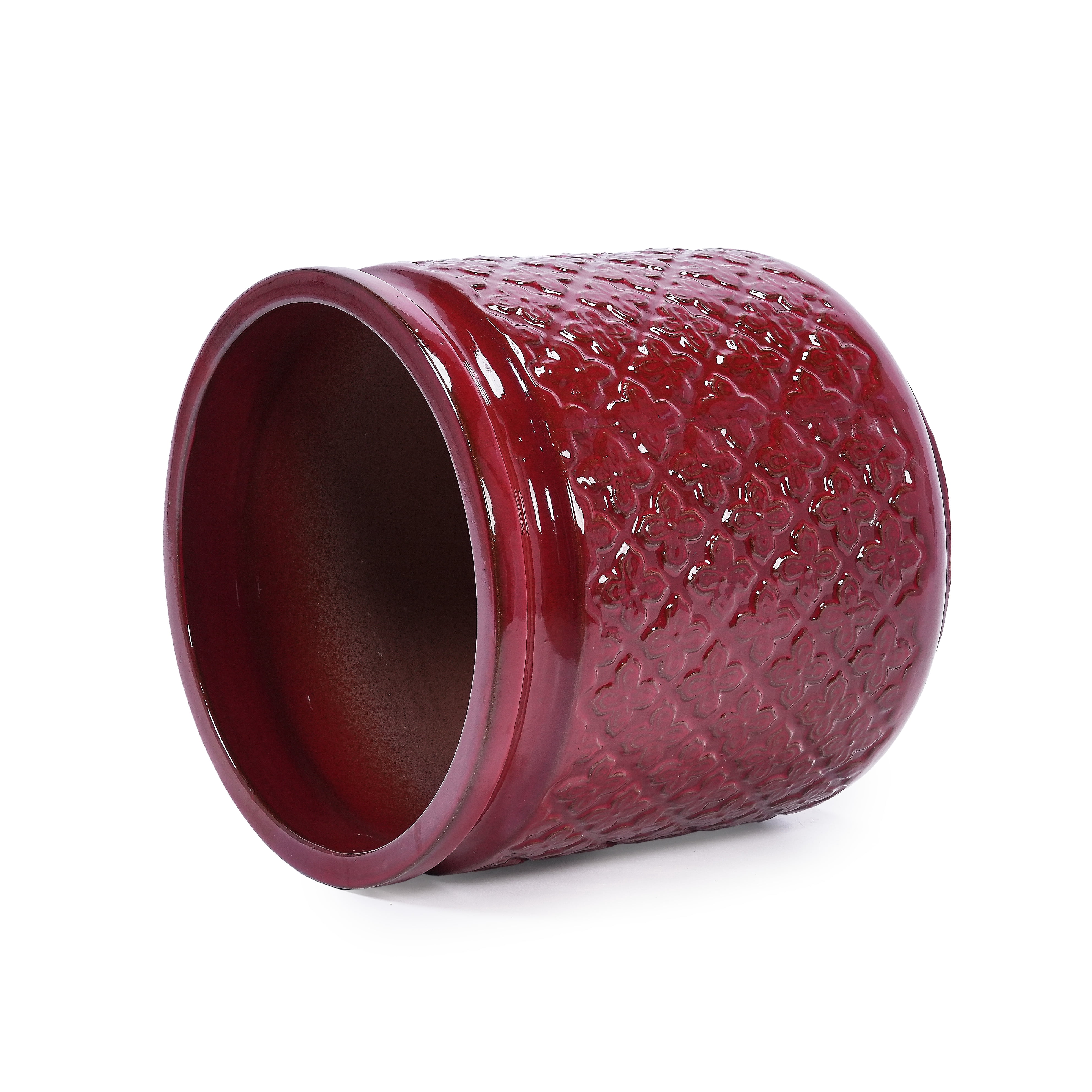 MAYEERTY 3 Pack Ceramic Plant Pots, Planter for Indoor Outdoor Patio, Garden, Red