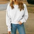thumbnail image 2 of BLVB Cropped Sweatshirt for Women Crewneck Solid Color Fall Fashion Pullover Long Sleeve Sweatshirt Tops, 2 of 5