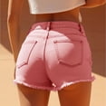 thumbnail image 5 of Denim Shorts for Women Ihhxva High Waisted with Pockets Frayed Hem Jean Light Wash Casual Summer Trendy Loose Fit Retro Stretchy Cotton M-3XL, 5 of 5