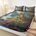 thumbnail image 4 of Homewish Vintage Dino Queen Sheets,Jungle Wildlife Queen Sheet Sets,Green,4pcs,1 Flat Sheet, 1 Fitted Sheet and 2 Pillowcases, 4 of 6