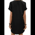 thumbnail image 2 of Women Button Down Shirt Dresses Summer Cotton Linen Dress V-Neck Mini Dress Casual Short Sleeve Loose Tunic Dresses Black XXL, 2 of 5